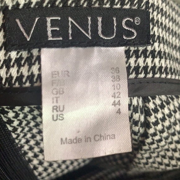 VENUS Houndstooth Rouched black white professional pencil skirt 4 small - Picture 4 of 5